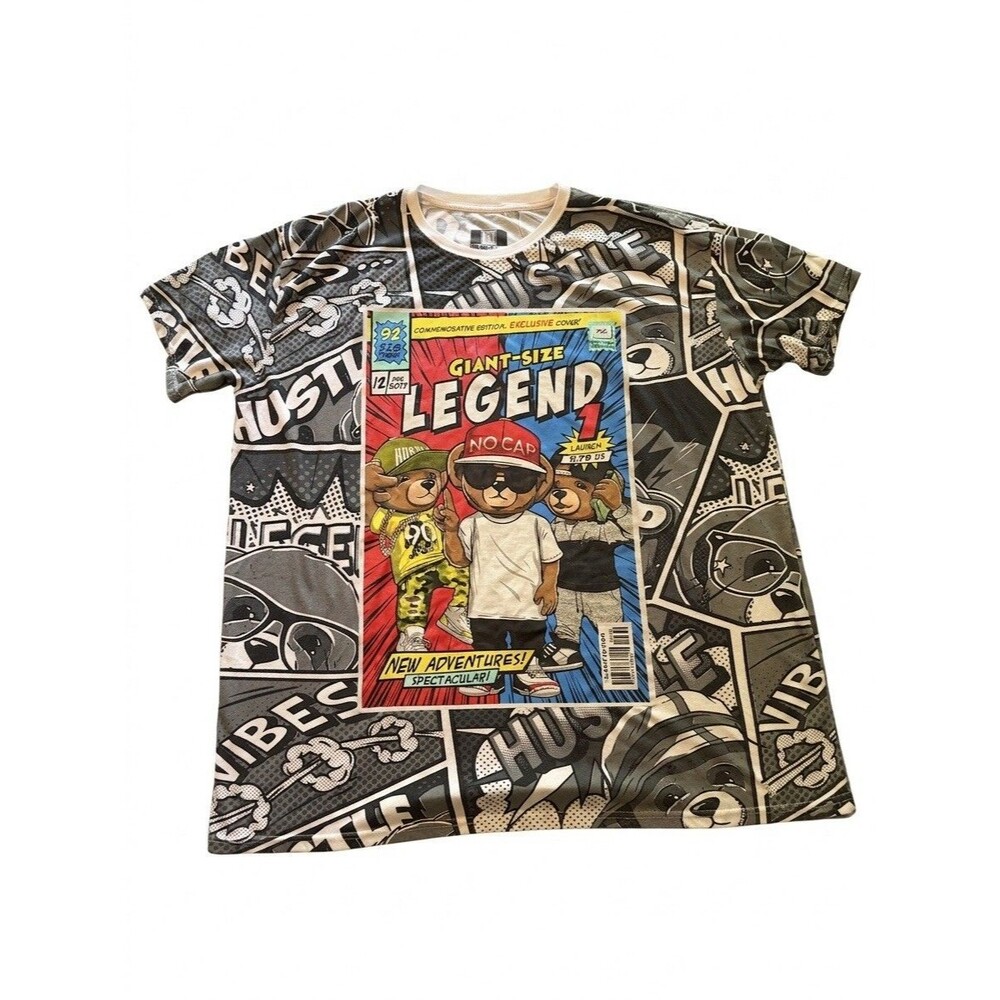 Hustle Legend Bear Graphic T-Shirt Bailey Apparel Comic OG Sz XL 18/20 Youth